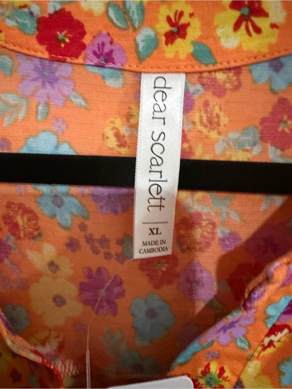 Dear Scarlett Orange Floral Tunic with Red, Blue and Purple Accents - Picture 3 of 4